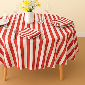 Nappe en coton à rayures, 12 couleurs disponibles, accessoire de salle à manger durable et élégant, nappe printanière, cadeau idéal pour la cuisine ou la maison