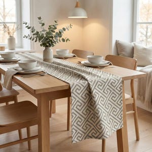 Tischläufer Leinen, Samt Läufer, Läufer, Hausläufer, Geschenk, 23 Verschiedene Farben, Griechischer Schlüssel Muster, Langer Tischläufer, Moderne Tischläufer