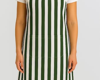 Striped Cotton Apron with Pocket – Kitchen Cooking Baking BBQ Apron, Adjustable Women Men Chef Aprons, Gift for Mom Dad, Many Colors