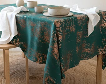Wedding Tablecloth Velvet Custom Size, Event Banquet Table Cover, Christmas Holiday Table Cloth, Distressed Copper Metallic, 13 Colors