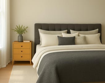 Custom Size Linen Bed Runner, Handmade Bed Scarf, Natural Linen Bed Cover, Queen King Full Twin Double Bedroom Decor Gift, Many Colors