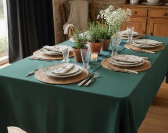 Stain Resistant Cotton Tablecloth, 58 Colors, Custom Size Available