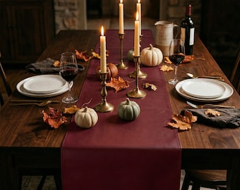 Faux Leather Table Runner, Custom Size, Home Decor, Multiple Colors