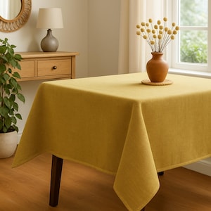 Linen Tablecloth 46 Different Colors | Durable Natural Fabric, Elegant Dining Room Décor, Wrinkle Resistant & Easy Care Table Cover
