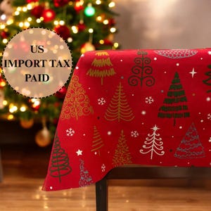 Christmas Tablecloth, Custom Tablecloth, Christmas Gift, Rectangle Tablecloth, Square Tablecloth, Round Tablecloth, Cotton Tablecloth