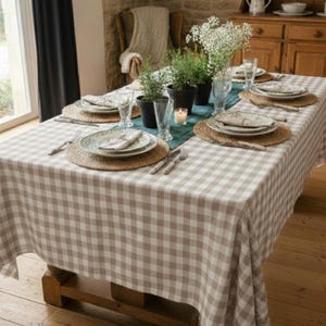 Cotton Tablecloth, Gingham Tablecloth, Custom Tablecloth, Oval Tablecloth, Handmade Gift, Farmhouse Tablecloth, 9 Different Colors image 6