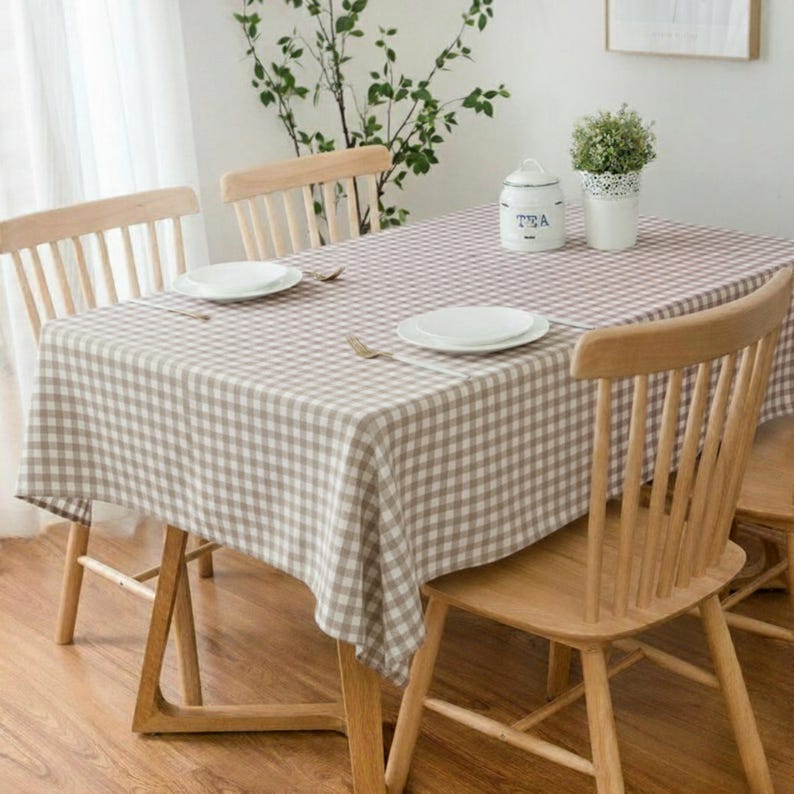 Cotton Tablecloth, Gingham Tablecloth, Custom Tablecloth, Oval Tablecloth, Handmade Gift, Farmhouse Tablecloth, 9 Different Colors image 7