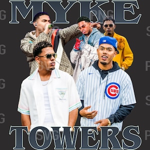 Myke Towers Png, Listo para imprimir, diseño imprimible, artista hiphop, años 90, rapero, diseño de camiseta de rap, 300 dpi