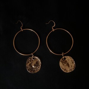 Gold Hoop Earrings | Handmade Statement Earrings | Gold Jewelry | Vintage Inspired Jewelry | Gold Charm Earrings