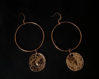 Gold Hoop Earrings | Handmade Statement Earrings | Gold Jewelry | Vintage Inspired Jewelry | Gold Charm Earrings