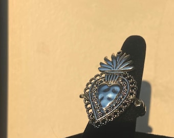 Handmade Sacred Heart Ring | Silver Heart Ring | Chunky Silver Ring | Statement Jewelry