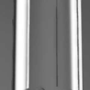 May include: A silver metal cylinder with a rounded top and bottom. The cylinder has two small holes on the side.
