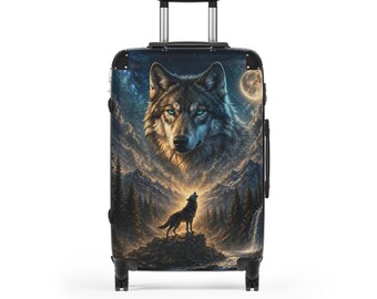 Howling Wolf Forest Suitcase | Wolf Luggage, Moonlight Wilderness Travel Case