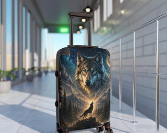 Howling Wolf Forest Suitcase | Wolf Luggage, Moonlight Wilderness Travel Case
