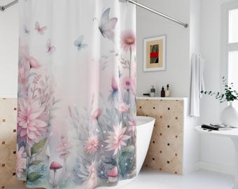 Enchanted garden Shower Curtains, bathroom accessories, bathroom curtain, bathroom decoration, beautiful curtain, boho shower curtain.