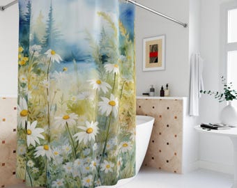 Daisy Fields  Shower Curtains, shower mat available (shown in the last photo) link in the description accessories boho shower curtain