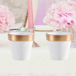 White and gold terracotta pot 2.5&quot; Wedding supplies, party favors, Home decoration, small plants pots, succulent pots, gift.