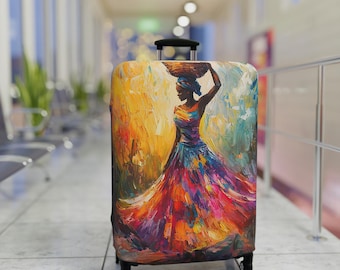 Colorful Dancing Woman Luggage Cover | Abstract Afrocentric Art