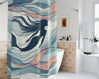 Meerjungfrau Duschvorhang - Unterwasser Décor, Badezimmerzubehör, Küstenthema, Geschenk für Meerjungfrau-Liebhaber, Nautisches Wohndekor