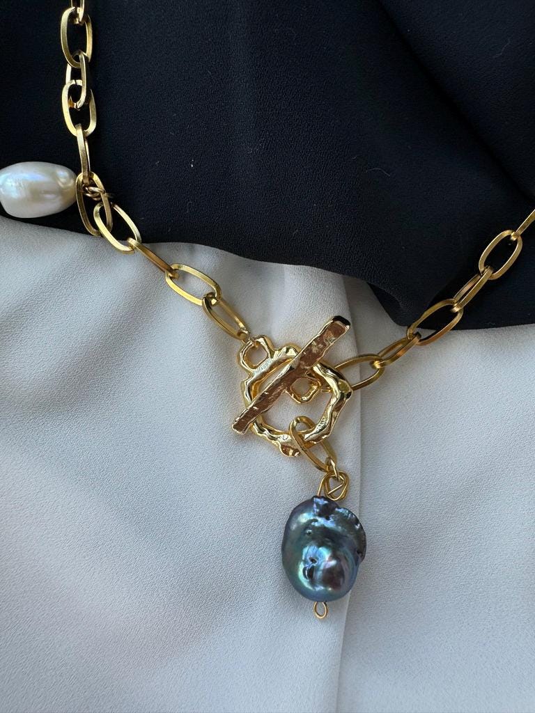 ネックレス・ペンダント TATIANA (SILVER925) Black swan Pearl Necklace NZ2070 BMY31 Black Swan, Premium Dark Pearl Necklace, Baroque Pearl