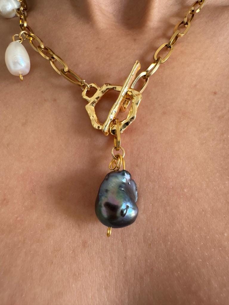 ネックレス・ペンダント TATIANA (SILVER925) Black swan Pearl Necklace NZ2070 BMY31 Black Swan, Premium Dark Pearl Necklace, Baroque Pearl