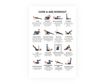 Abs Workout Fitness Poster, Home Gym Exercise Guide