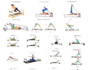 Pilates Reformer Exercise Chart – Complete Reformer Workout Guide | Printable Pilates Poster | Instructor & Home Studio PDF