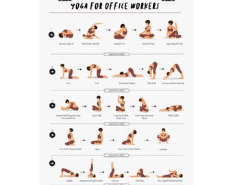 Yoga for Office Workers Stretches Poster Matte Vertical Print | Running Stretch Guide