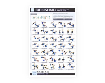 Exercise Ball Workout Poster, Home Gym Decor