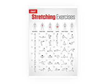 Stretching Exercise Poster, Gym Wall Art, Home Fitness Guide