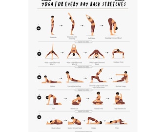 Yoga Back Stretches Poster Matte Vertical Print | Running Stretch Guide