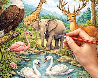 Coloring Book for Adults and Teens Nature in Ink A Mindful Wildlife