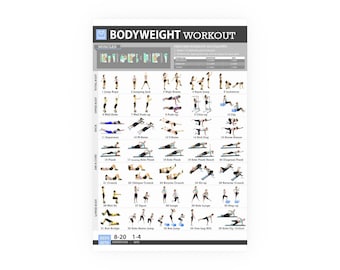 Póster grande de entrenamiento con peso corporal, tabla de ejercicios, arte mural para gimnasio, guía de ejercicios, decoración para gimnasio en casa, planificador de entrenamiento
