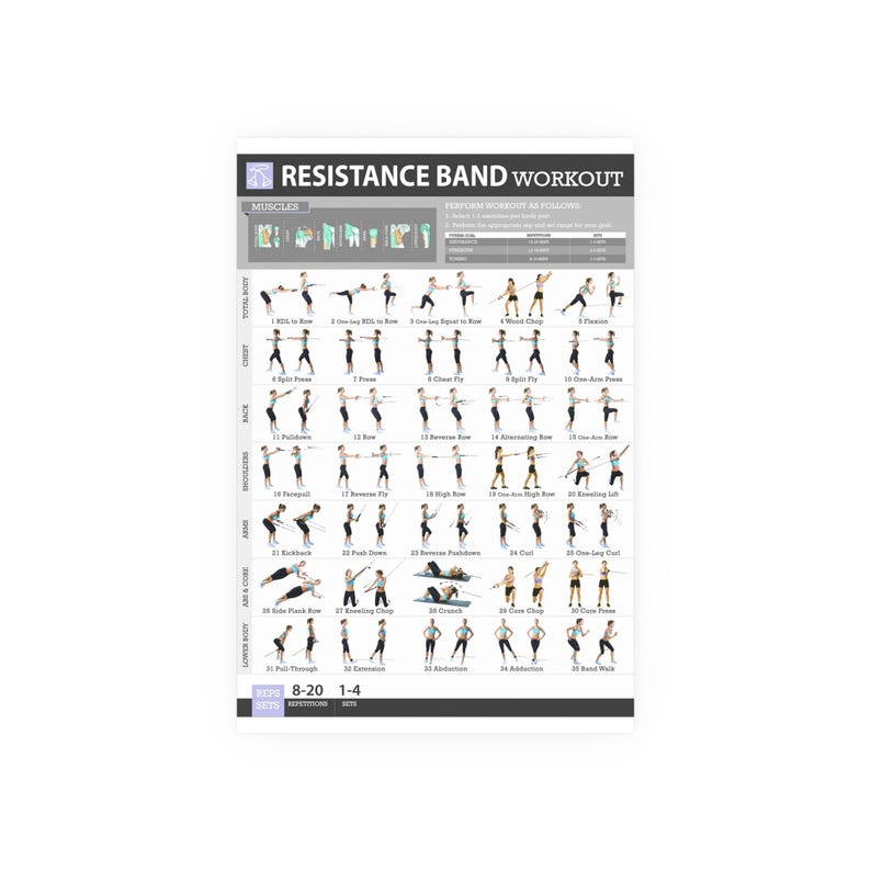 Large Resistance Band Workout Poster, Home Gym Decor image 3