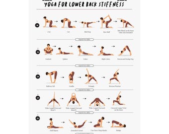 Yoga Lower Back Stretches Poster Matte Vertical Print | Running Stretch Guide