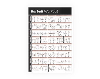 Barbell Workout Poster, Gym Exercise Guide, Home Fitness Wall Art