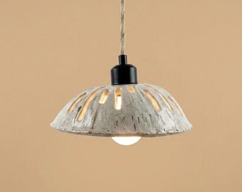Handmade Ceramic Pendant Light, Wabi Sabi Hanging Lamp, Speckled Clay Pierced Light Fixture, Rustic Modern Kitchen Island Lighting, Boho Pot