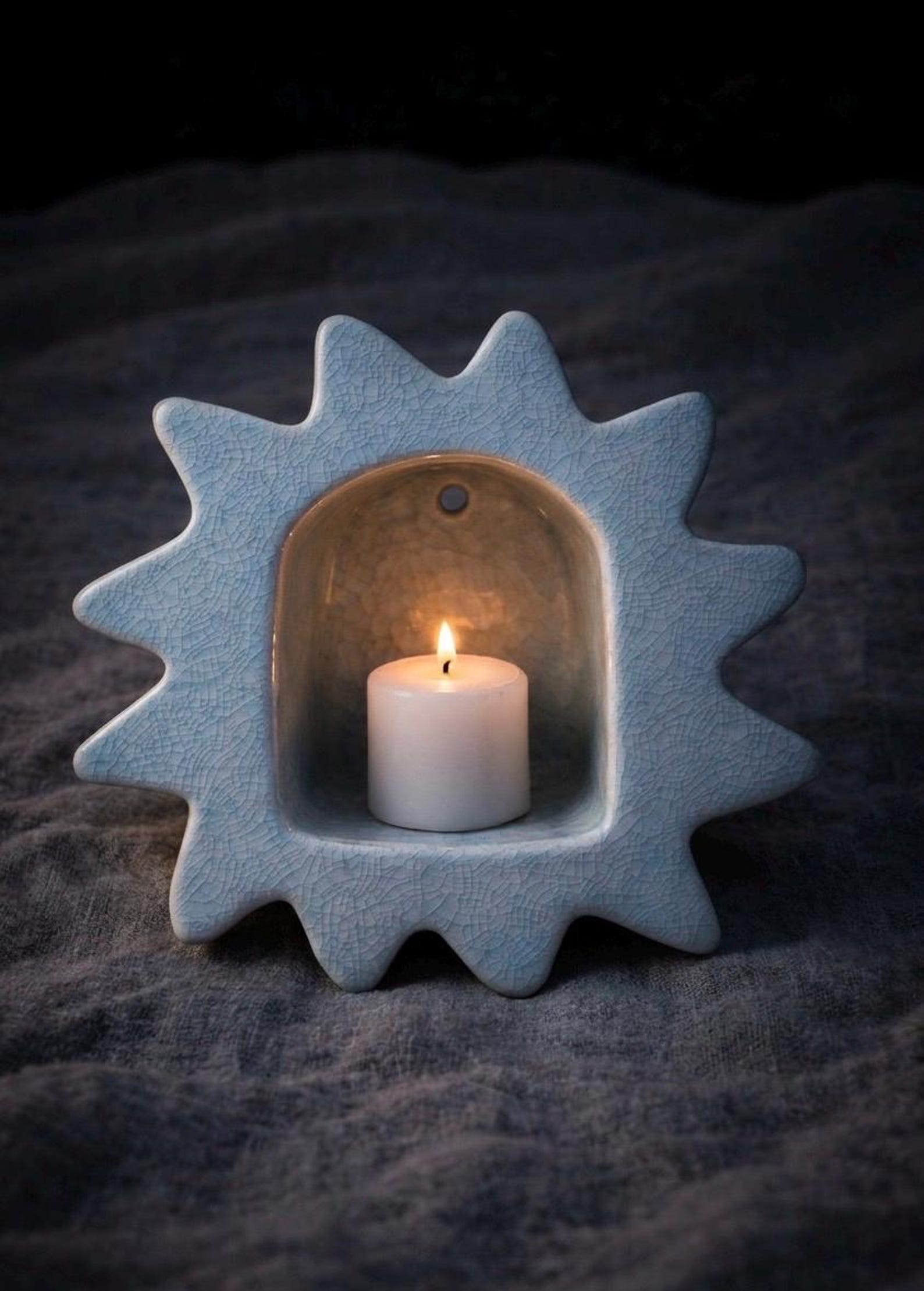 Light Blue Ceramic Candle Lantern