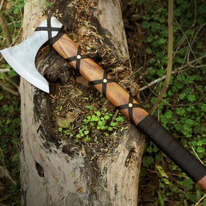 RAGNAR VIKING AXE Forged Camping Axe with Rose Wood Shaft, Viking Gifts, Viking Bearded Nordic, Custom Gifts, Best Christmas Gifts for him