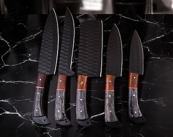 5Pcs Hand Forged Damascus Steel Chef Set, Damascus Knife Set, Damascus Chef's Knife Set, Damascus Kitchen Knife Set, Christmas Gifts.