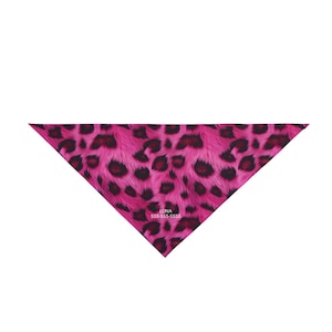 Pink Leopard Print Pet Bandana | Personalized with Pet Name & Contact Info | Bold Animal Print Dog or Cat Scarf