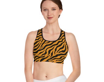 Reggiseno sportivo Tiger Stripe versione 2 / Stampa animalier arancione e nera