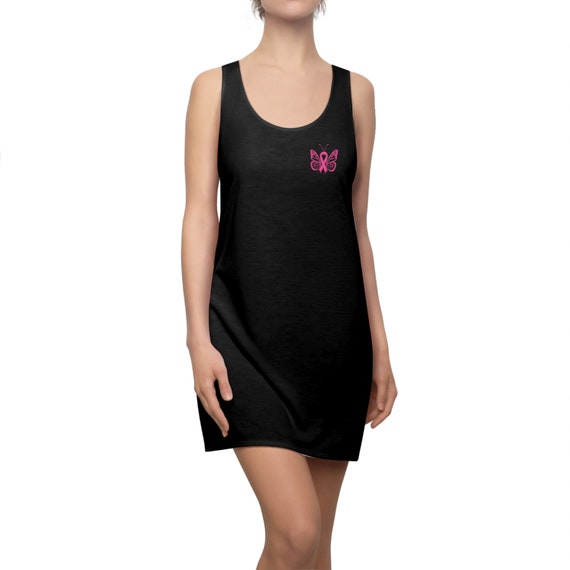 black dress with pink ribbon Breast Cancer Awareness Little Racerback | Subtle Design | Lightweight and Stylish Size:Us Size 12 China (mainland)Gender Spring Fashion Royal Blue Prince Theme
