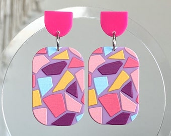 Acrylic geometric earrings, bright colors, Mother’s Day gift, stud dangle earrings, statement earrings, earrings for her