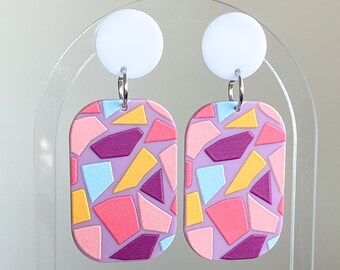 Acrylic geometric earrings, bright colors, Mother’s Day gift, stud dangle earrings, statement earrings, earrings for her