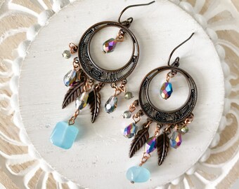 Boho earrings for women, antique bronze, nickel and lead free