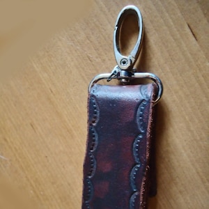 Heavy Duty DARK LEATHER key holder, STAMPED, strong image 1