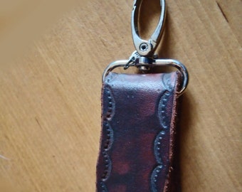 Heavy Duty DARK LEATHER key holder, STAMPED, strong