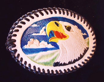 Belt Buckle Handmade Eagle Leather large