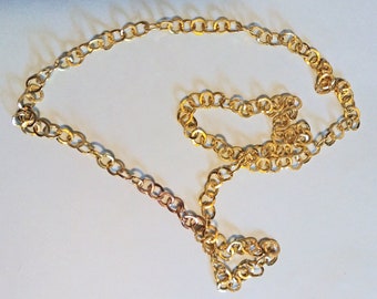 Elegant SET OF TWO gold plate chains,  over the head and choker, medium links